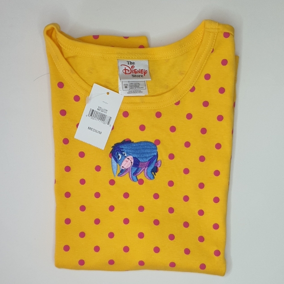 Disney Yellow Tank Top with Pink Dots and Eeyore Design - NWT - Picture 2 of 8